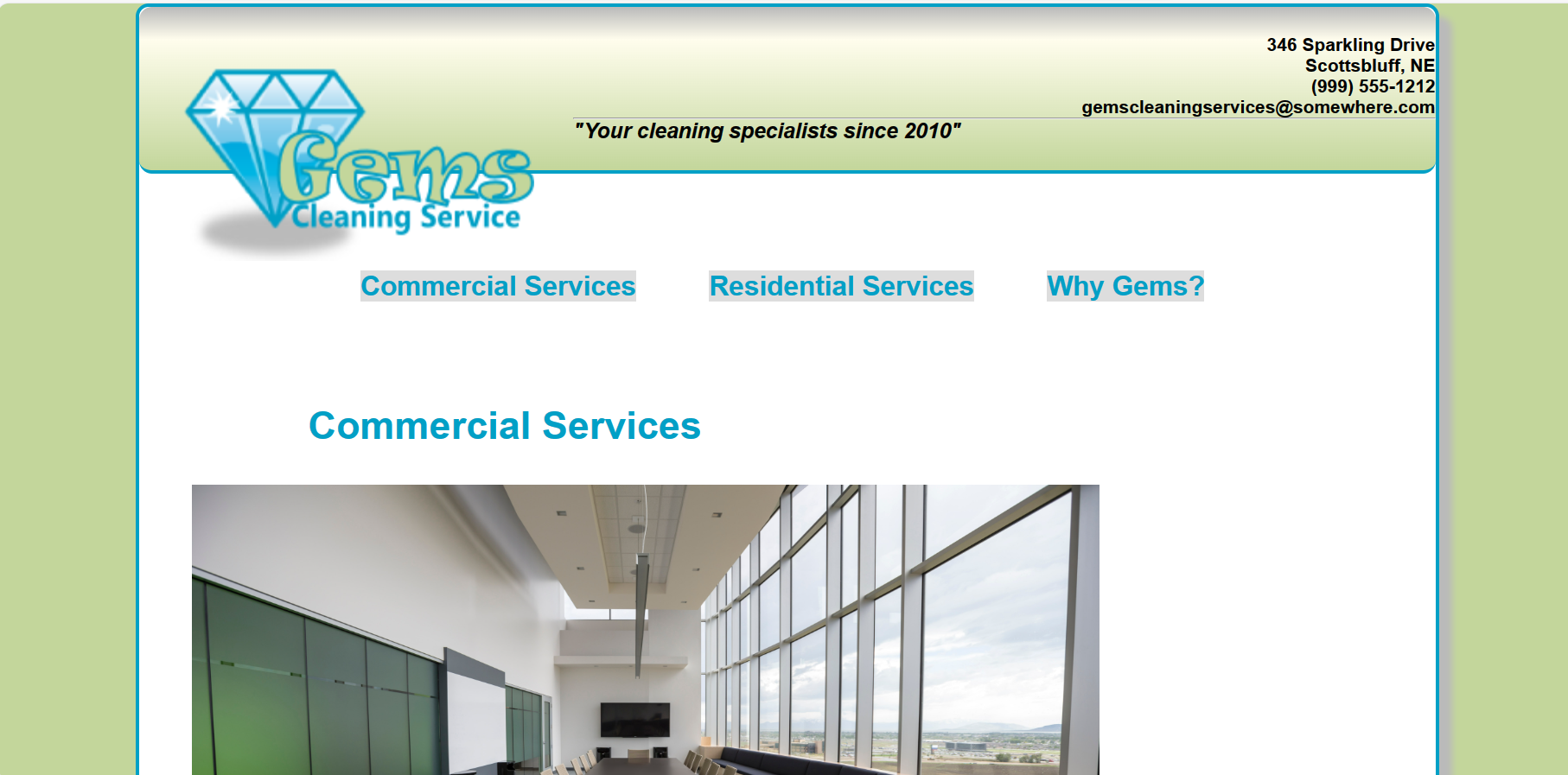  A screenshot of Gems Cleaning Service website