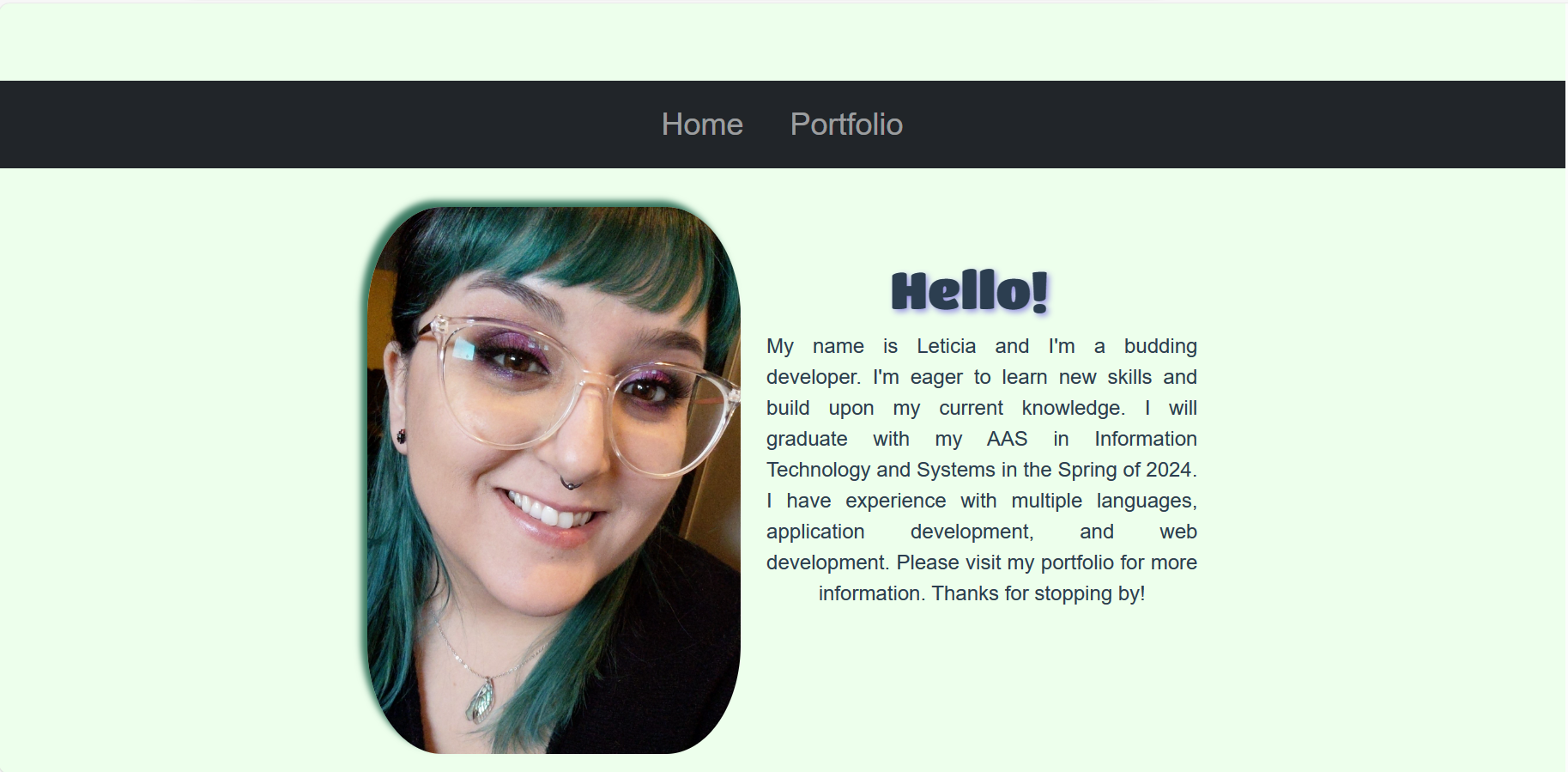 A screenshot of Leticia's Vue Portfolio